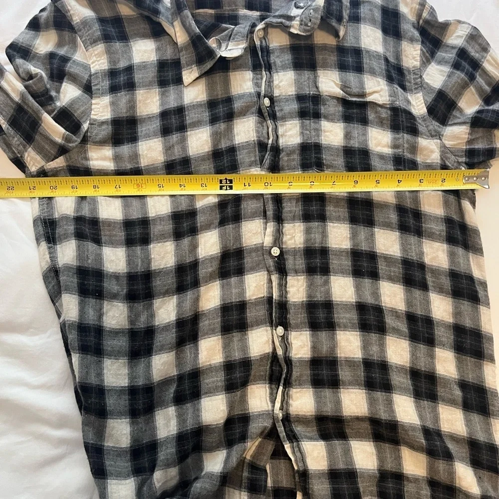 Zara Men’s Plaid Long Sleeve Shirt Relaxed Fit Black White Large